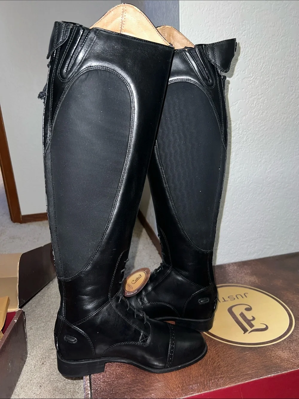 Justin Boots Women’s Tall Black Leather Riding Boots